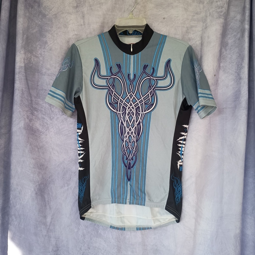 Primal Wear Celtic Bull Cycling Jersey Men's Medium Full Zip Bike Shirt